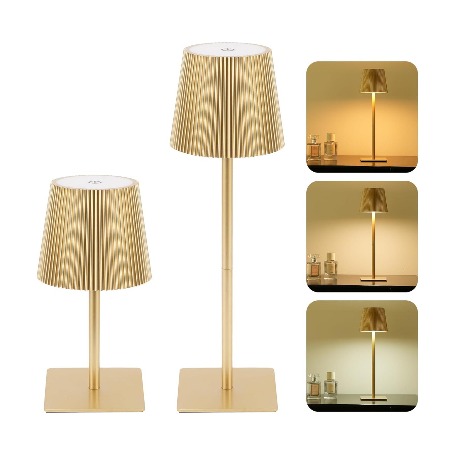 LUTEC 2 Pack Cordless Table Lamp,6000mAh Rechargeable Battery Operated Desk Lamp,Two Adjustable Heights,Waterproof