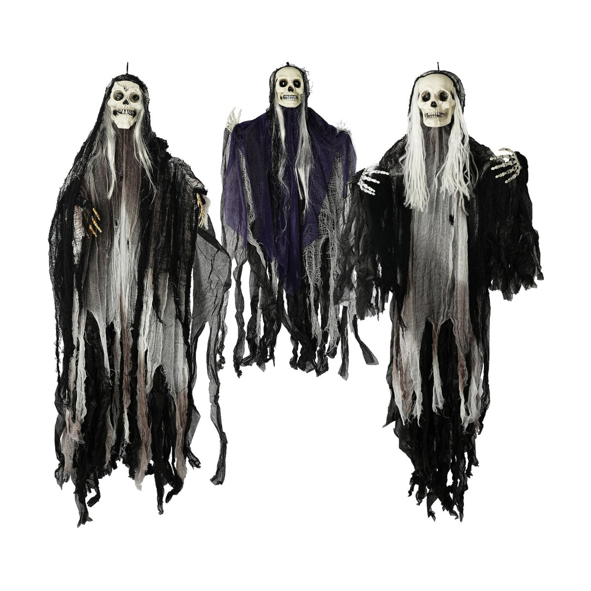 Hourleey 3 Pack Halloween Hanging Skeleton Ghosts Decorations Outdoor