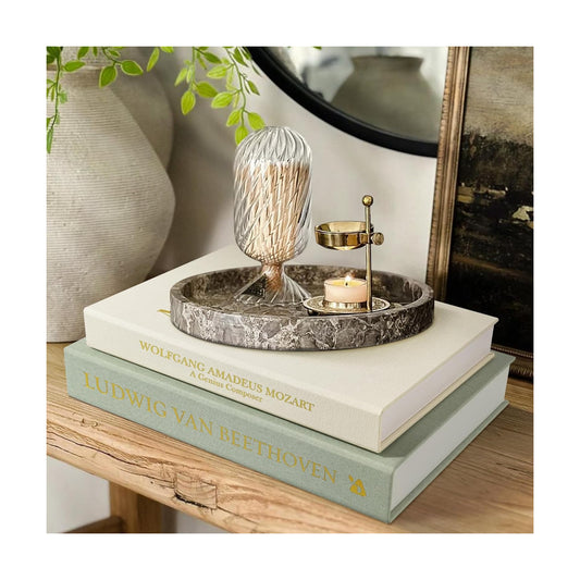 Minimalist Linen Hardcover Faux/Fake Books / Sage-beige / Musician / Set of 2