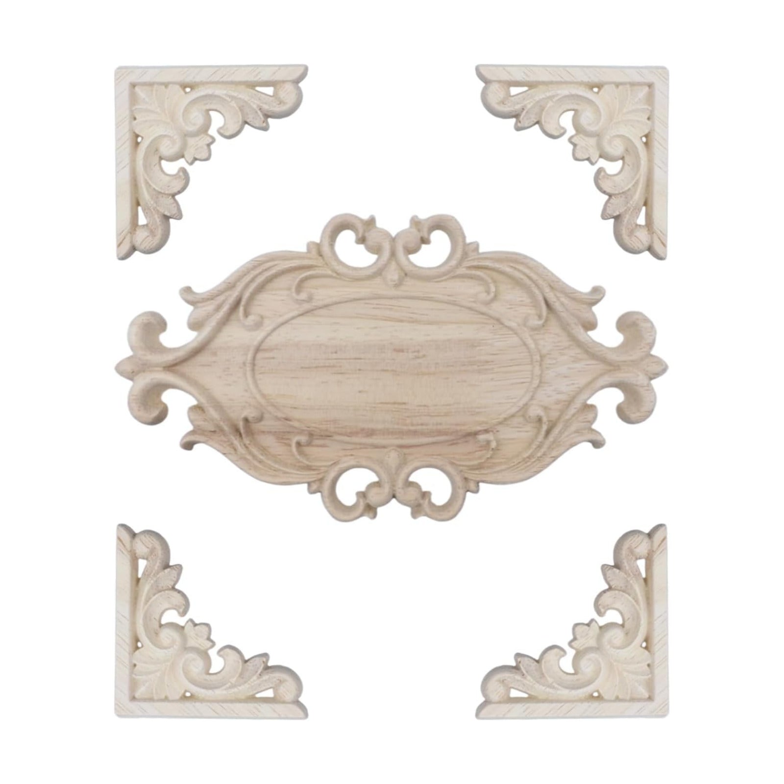 Oak Wood Appliques Onlays + / Set of 4
