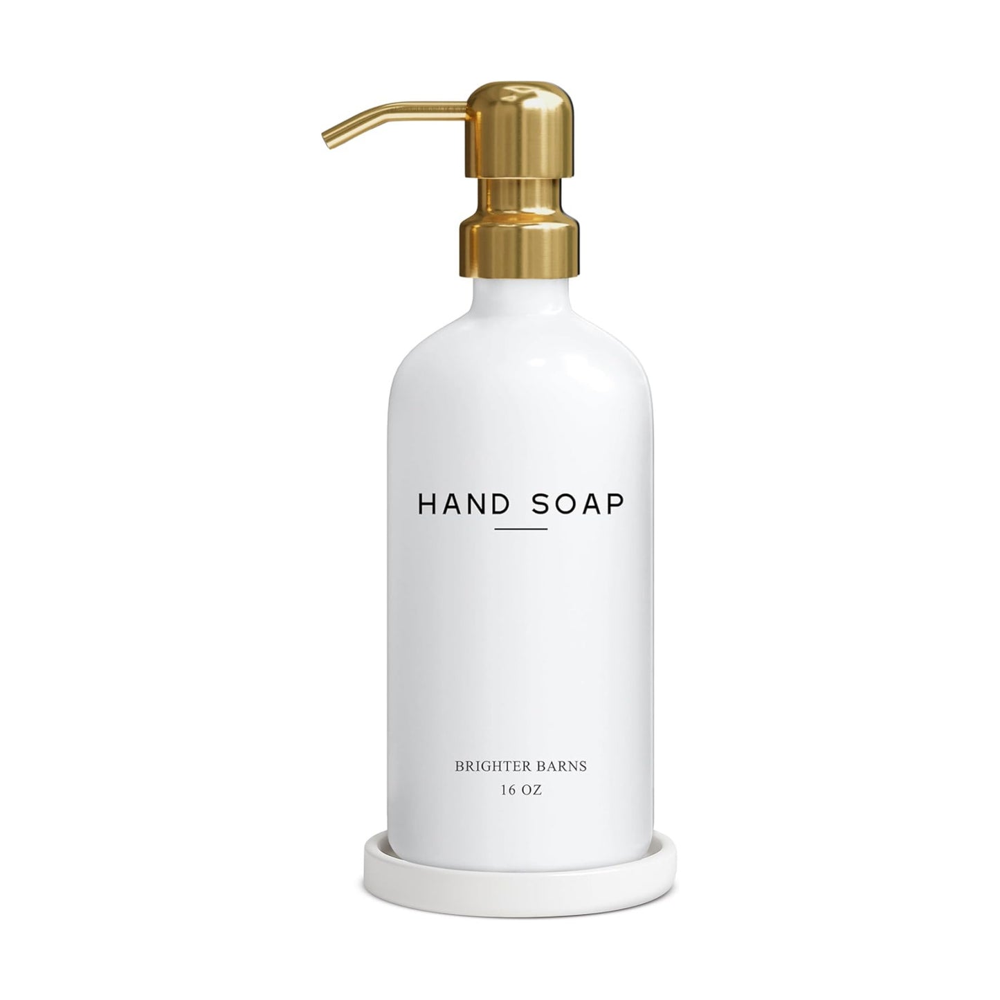 Luxury Glass Hand Soap Dispenser Bathroom Set by Brighter Barns - Hand Soap Dispenser with Stainless Steel Pump - Glass