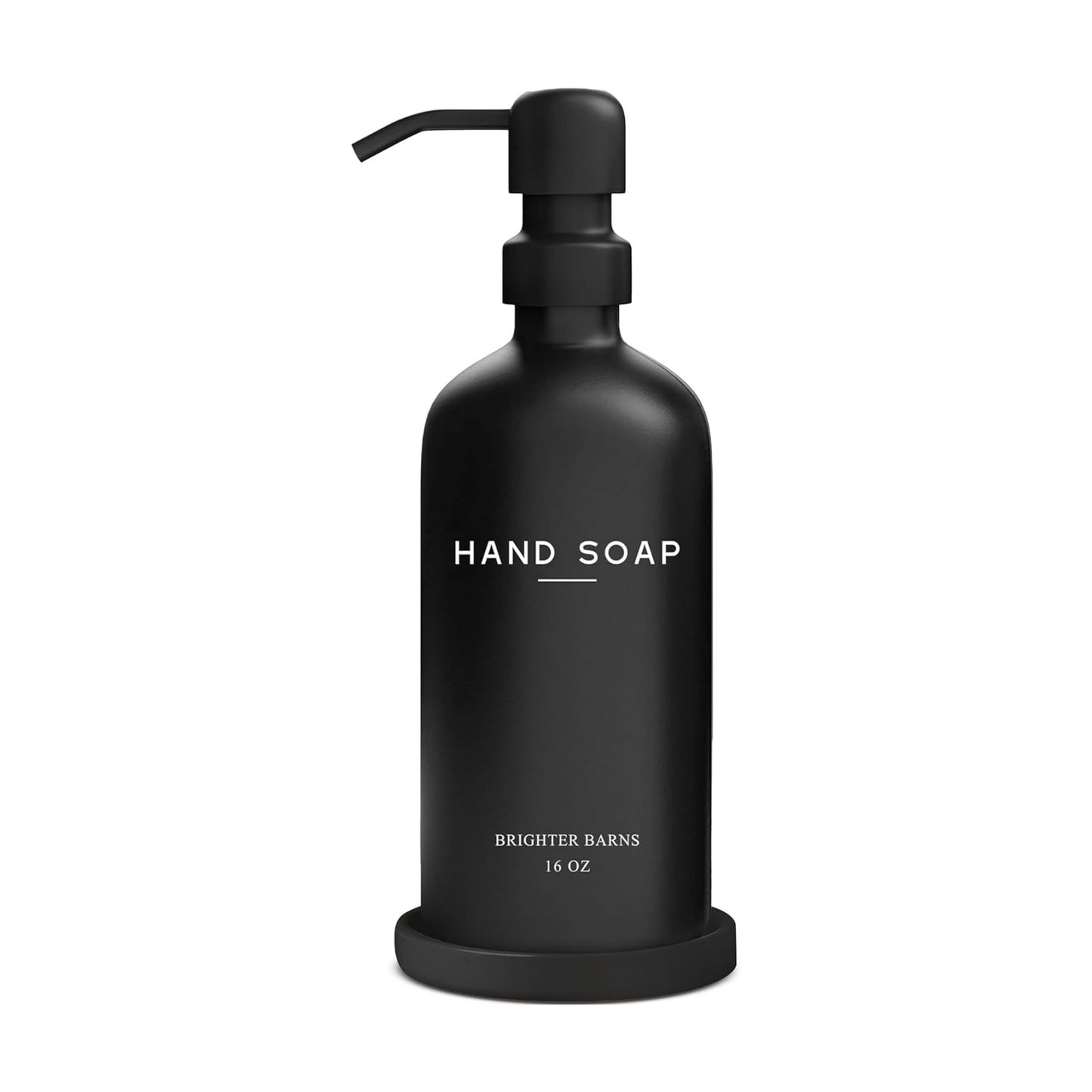 Black Glass Hand Soap Dispenser Bathroom Set by Brighter Barns - Bathroom Soap Dispenser Set with Tray and Stainless