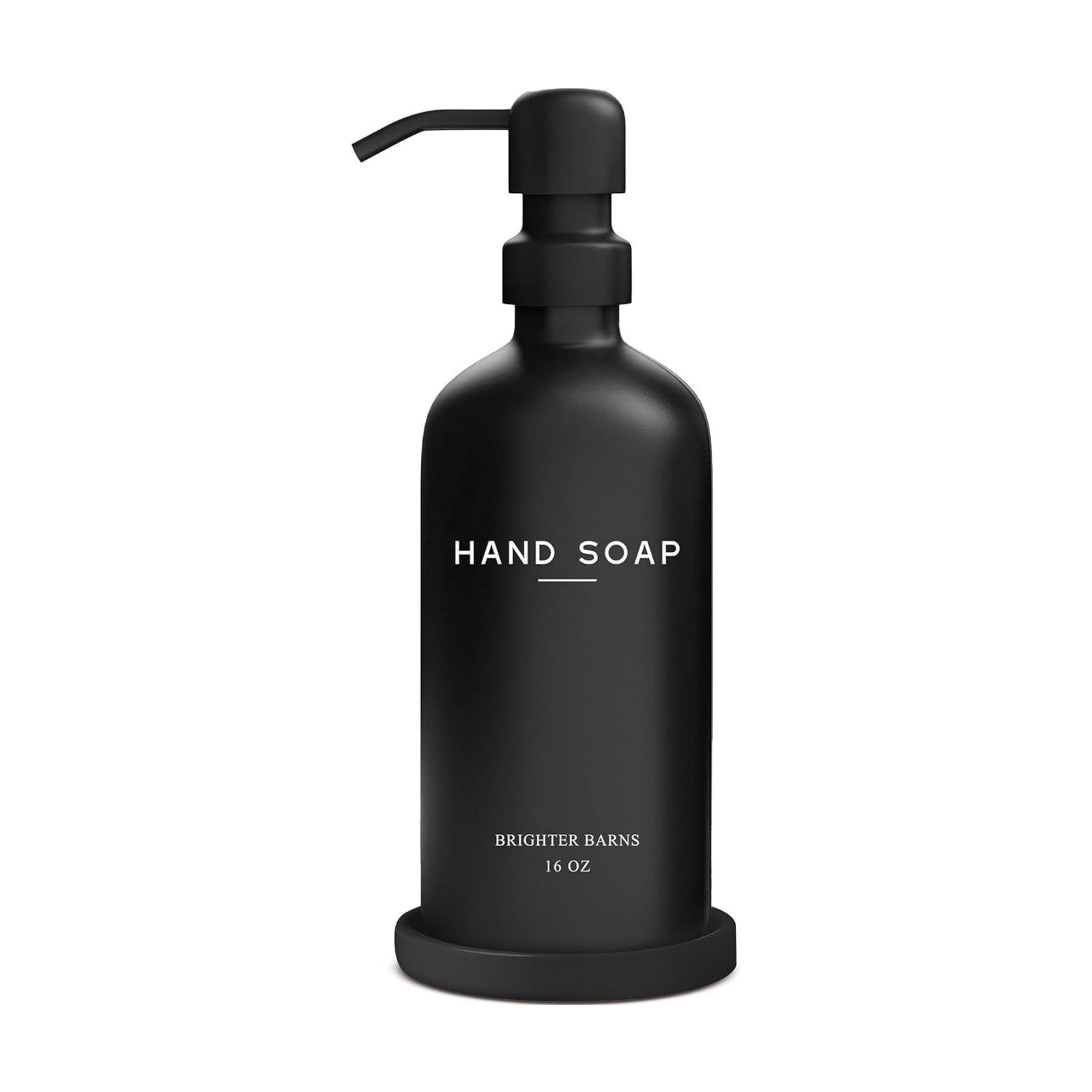 Black Glass Hand Soap Dispenser Bathroom Set by Brighter Barns - Bathroom Soap Dispenser Set with Tray and Stainless
