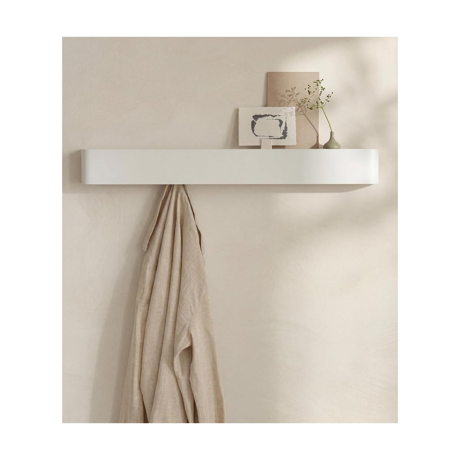 Kazai. Coat Rack Wall Mount with Shelf 'Tone' | Modern Design Coat Hanger with Hidden Hooks and Storage | Hat Rack with
