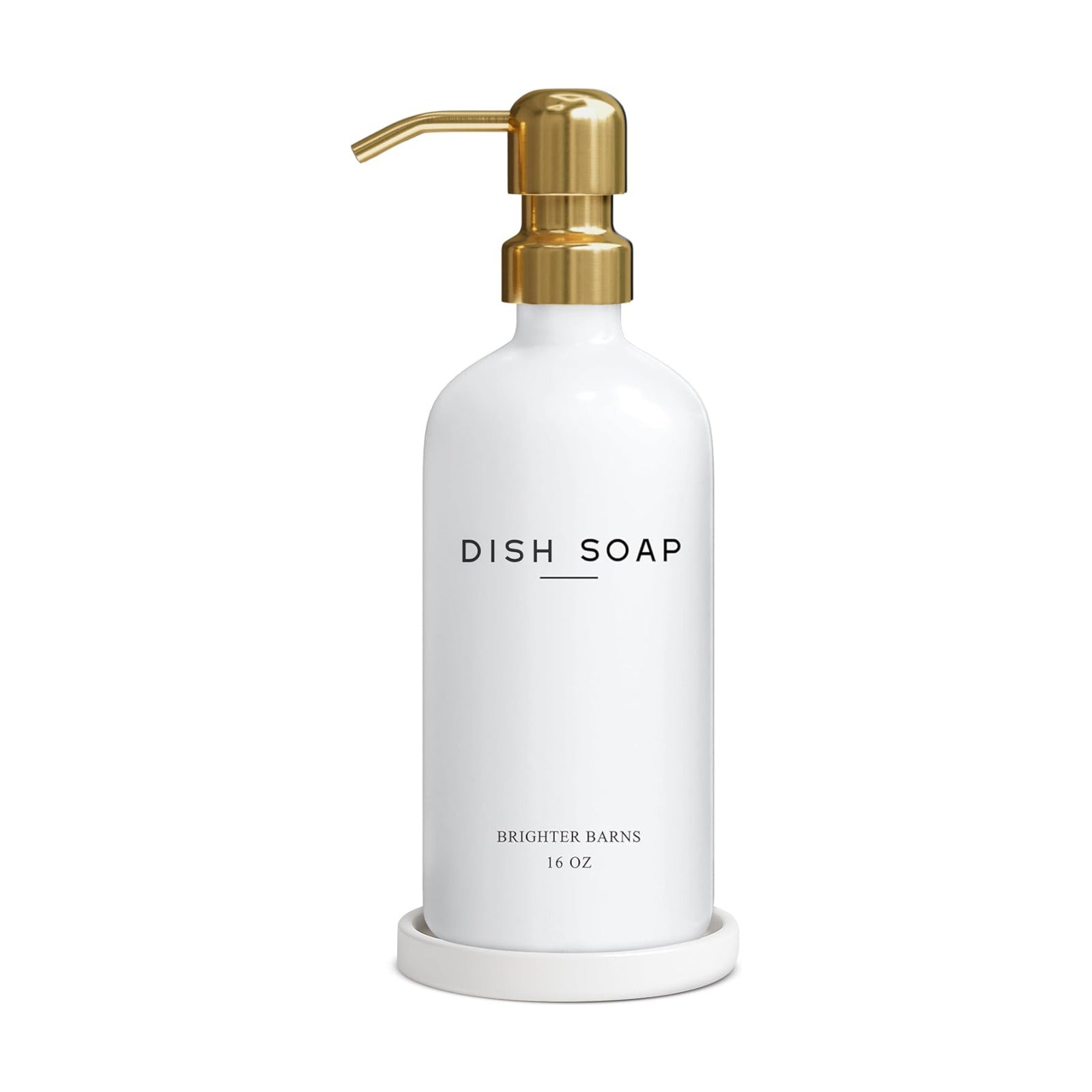 Luxury Glass Dish Soap Dispenser for Kitchen Sink by Brighter Barns - Modern Kitchen Soap Dispenser Set - Refillable