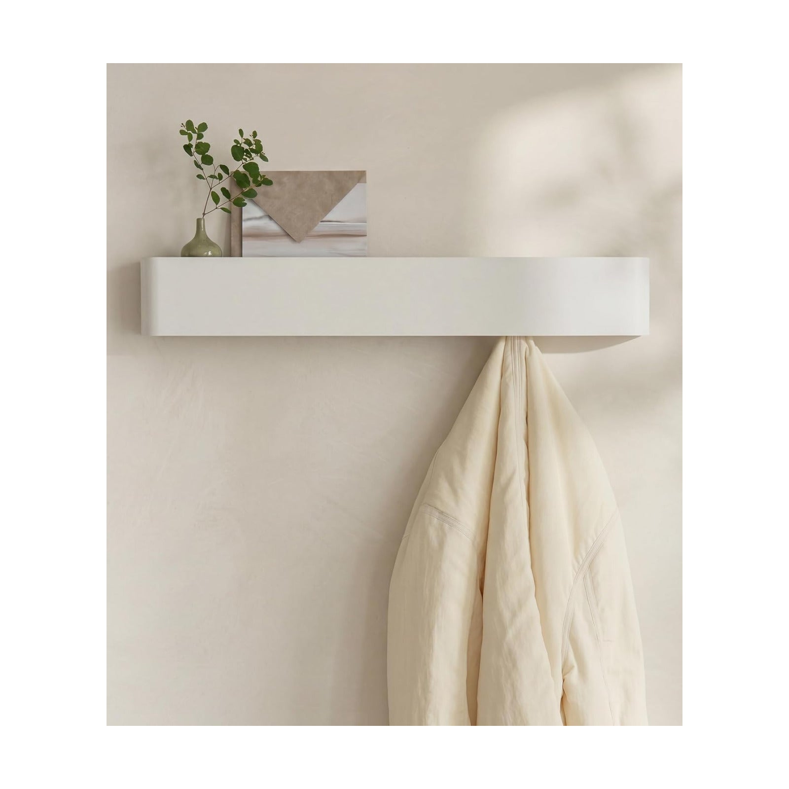 Kazai. Coat Rack Wall Mount with Shelf 'Tone' | Modern Design Coat Hanger with Hidden Hooks and Storage | Hat Rack with
