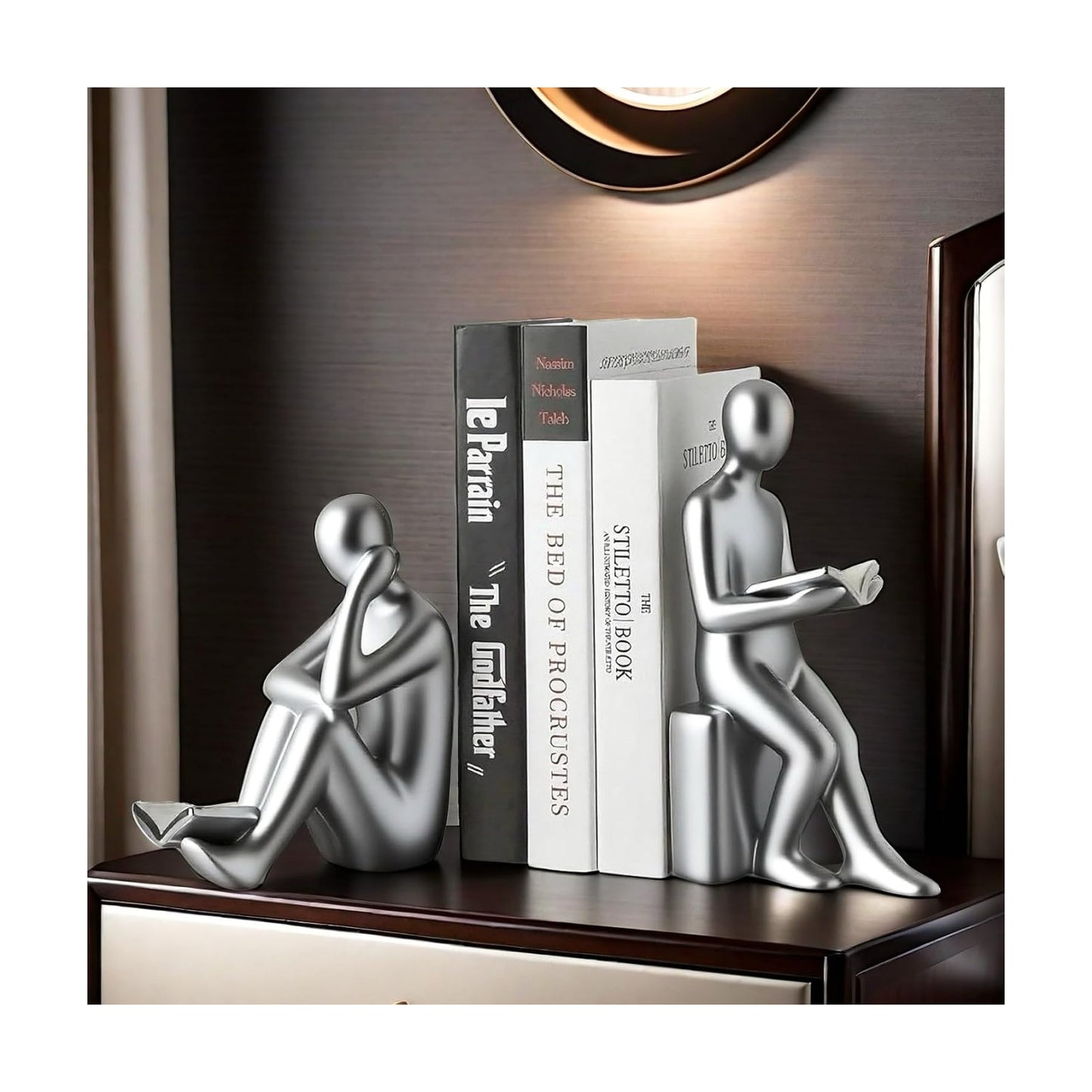 Book / Home Decorative Reading Book Statue Bookends Elegant Resin Bookshelf Room Office Desk Decor