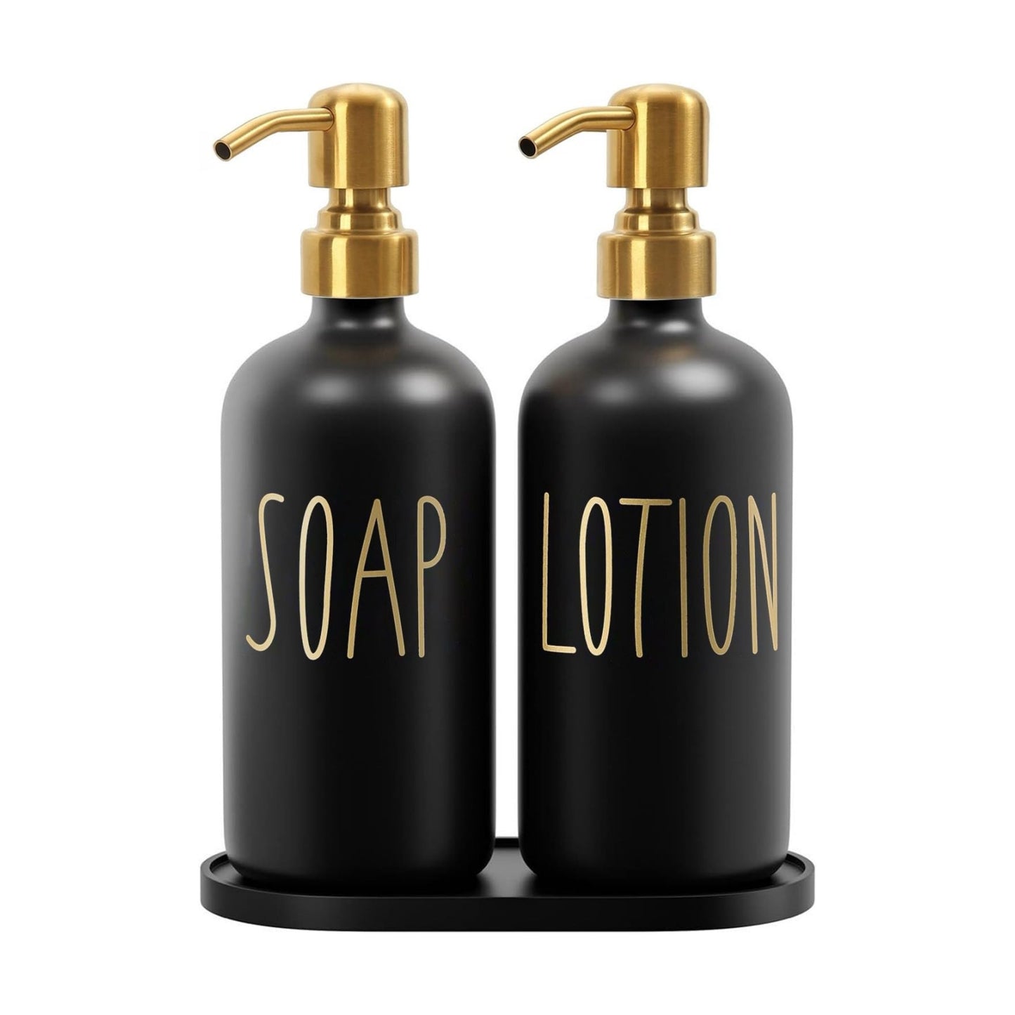 MOMEEMO Bathroom Soap Dispenser Set, Black & Gold | Contains Hand Soap and Lotion Dispenser, Suitable for Black and