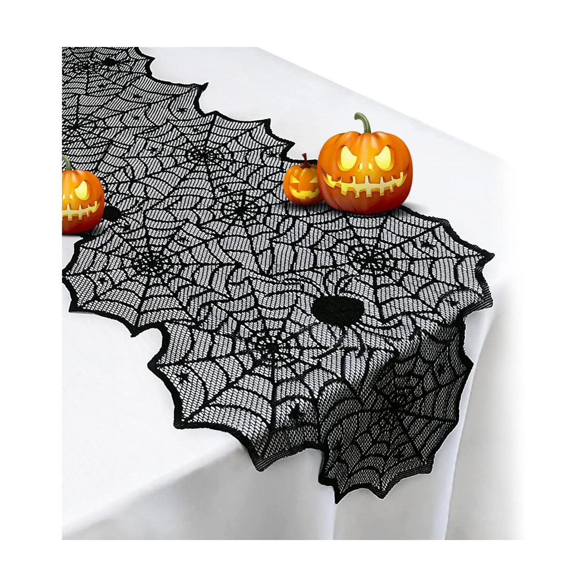Halloween Table Runner,Black Lace Spider Web Table Runners,18 x 72 Inch