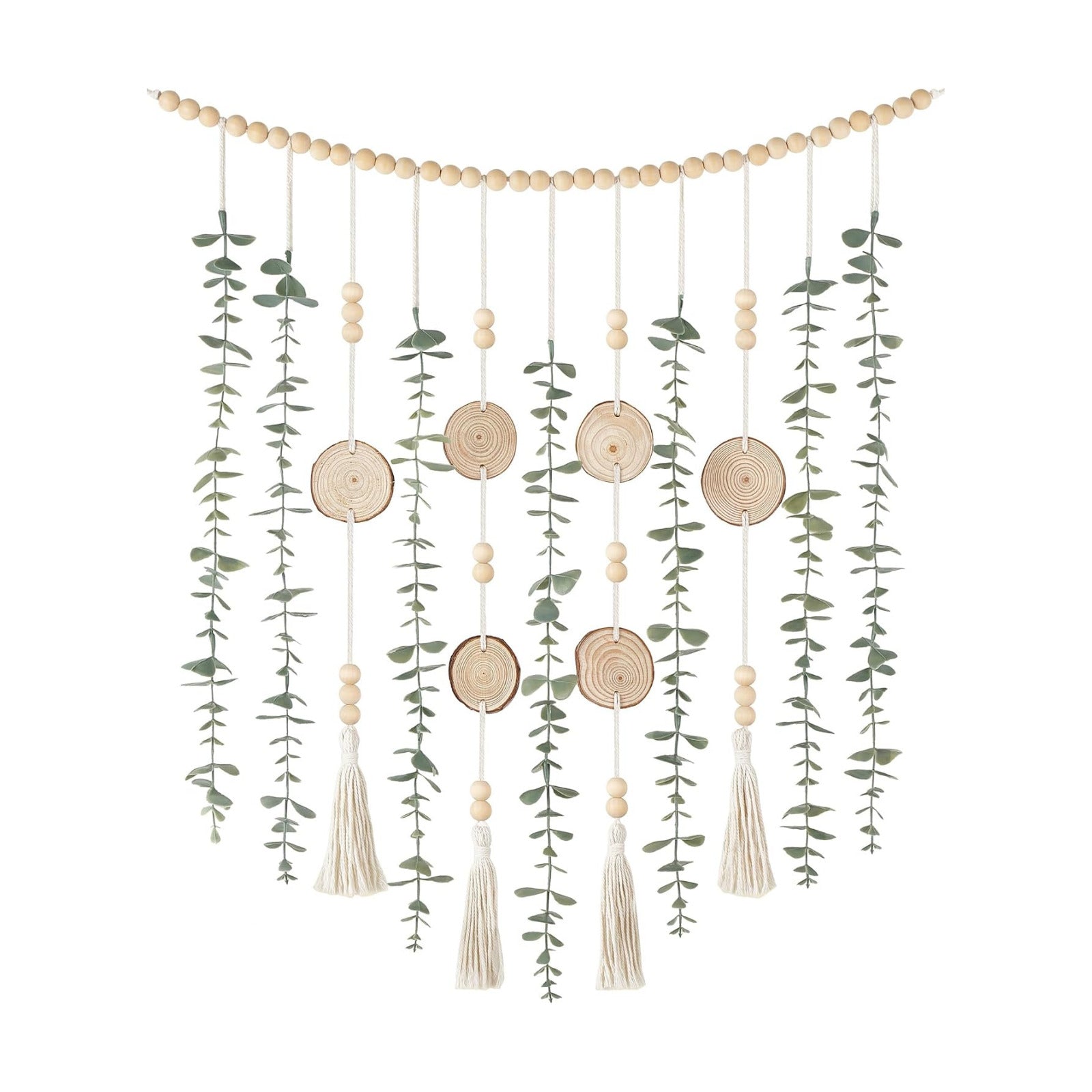 Hanging Artificial Plant Eucalyptus Wall Decor 31'' Wooden Bead Garland / 31 Inches