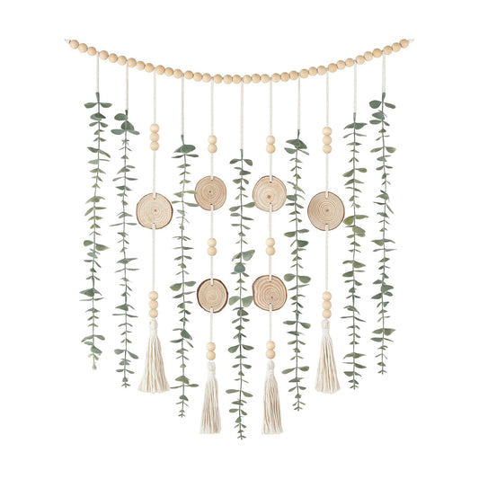 Hanging Artificial Plant Eucalyptus Wall Decor 31'' Wooden Bead Garland / 31 Inches