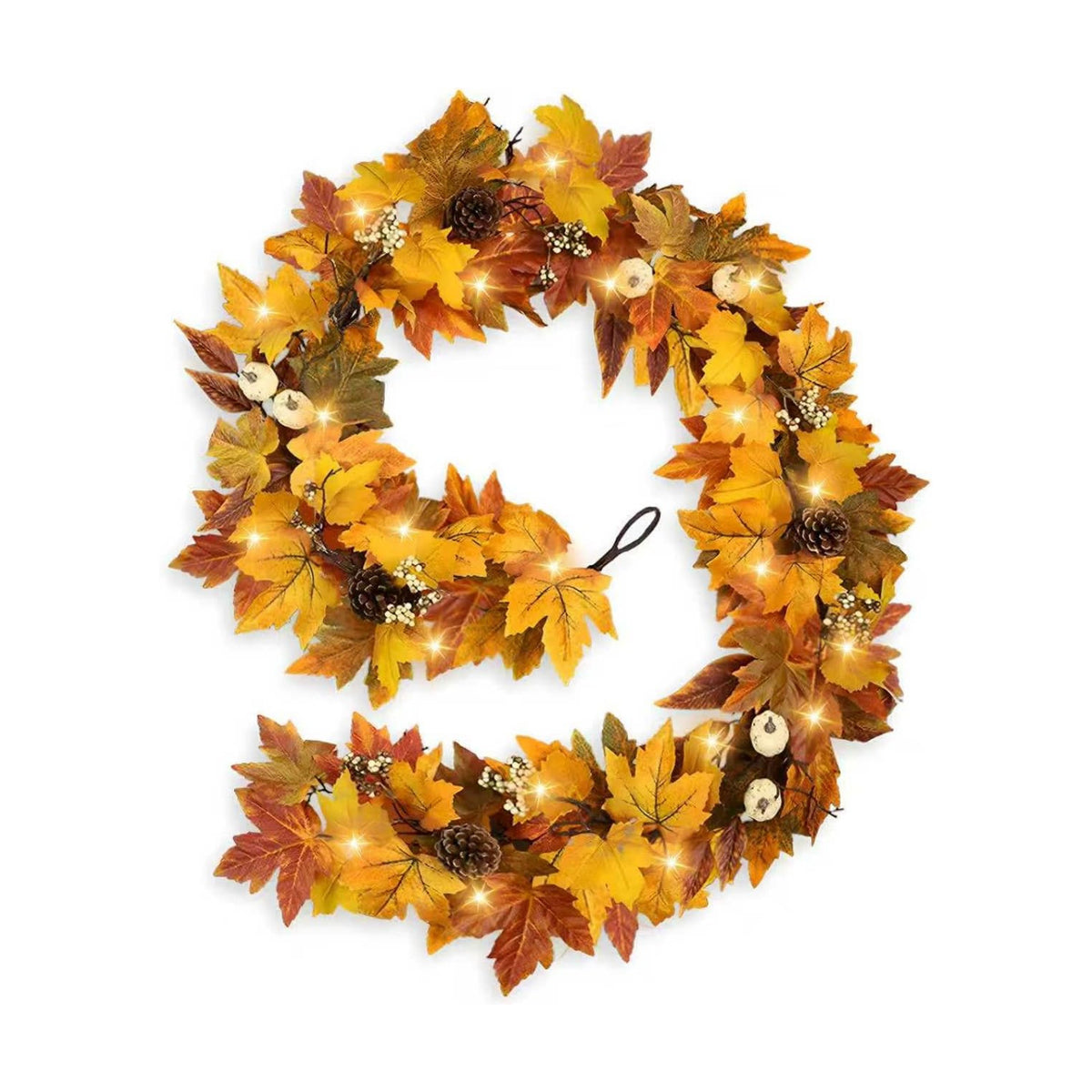6 FT Lighted Fall Garland with Lights Pumpkins Automatic ON/Off