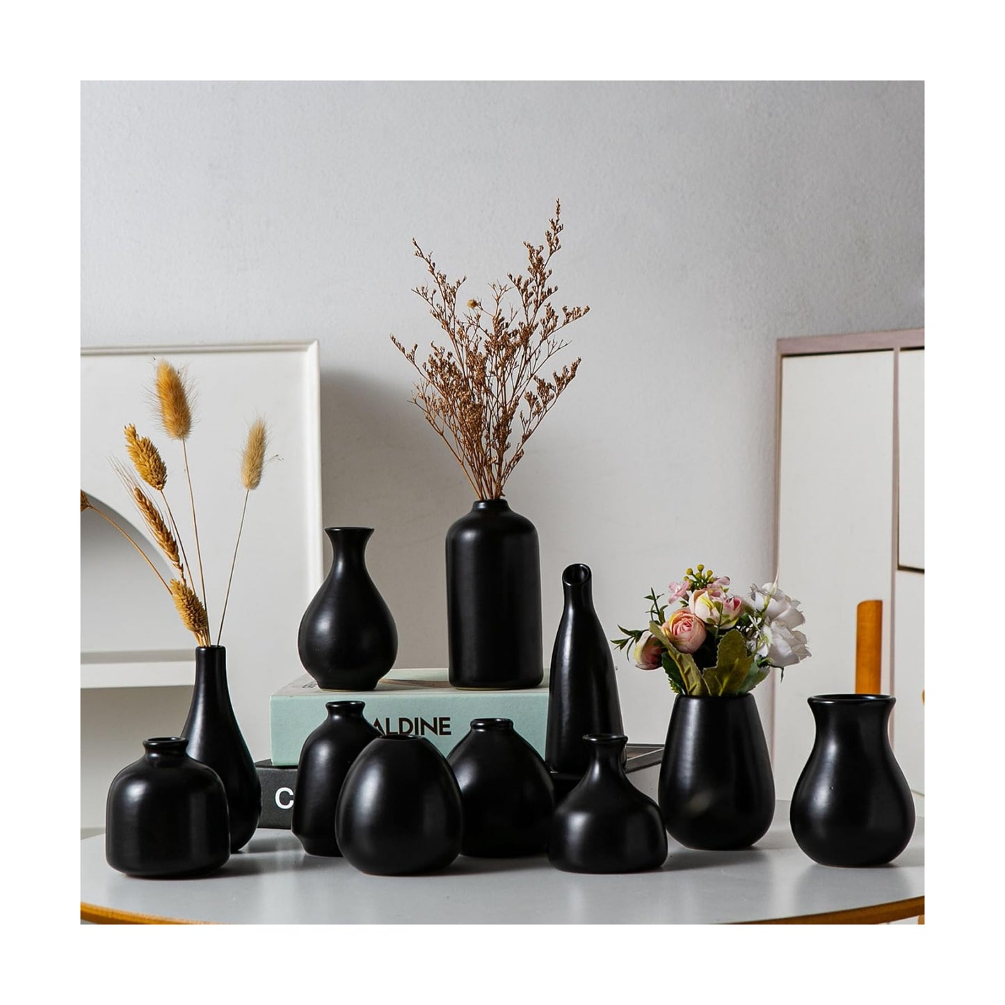 Ceramic Bud Vase / Black / Set of 11
