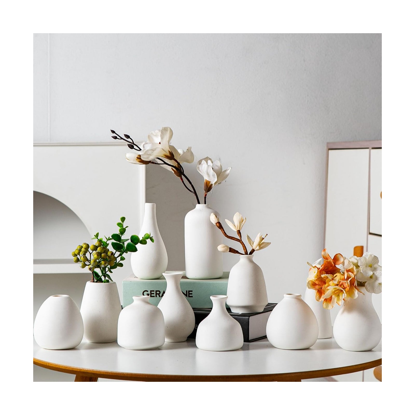 Ceramic Bud Vase / White / Set of 11