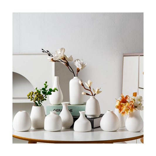 Ceramic Bud Vase / White / Set of 11
