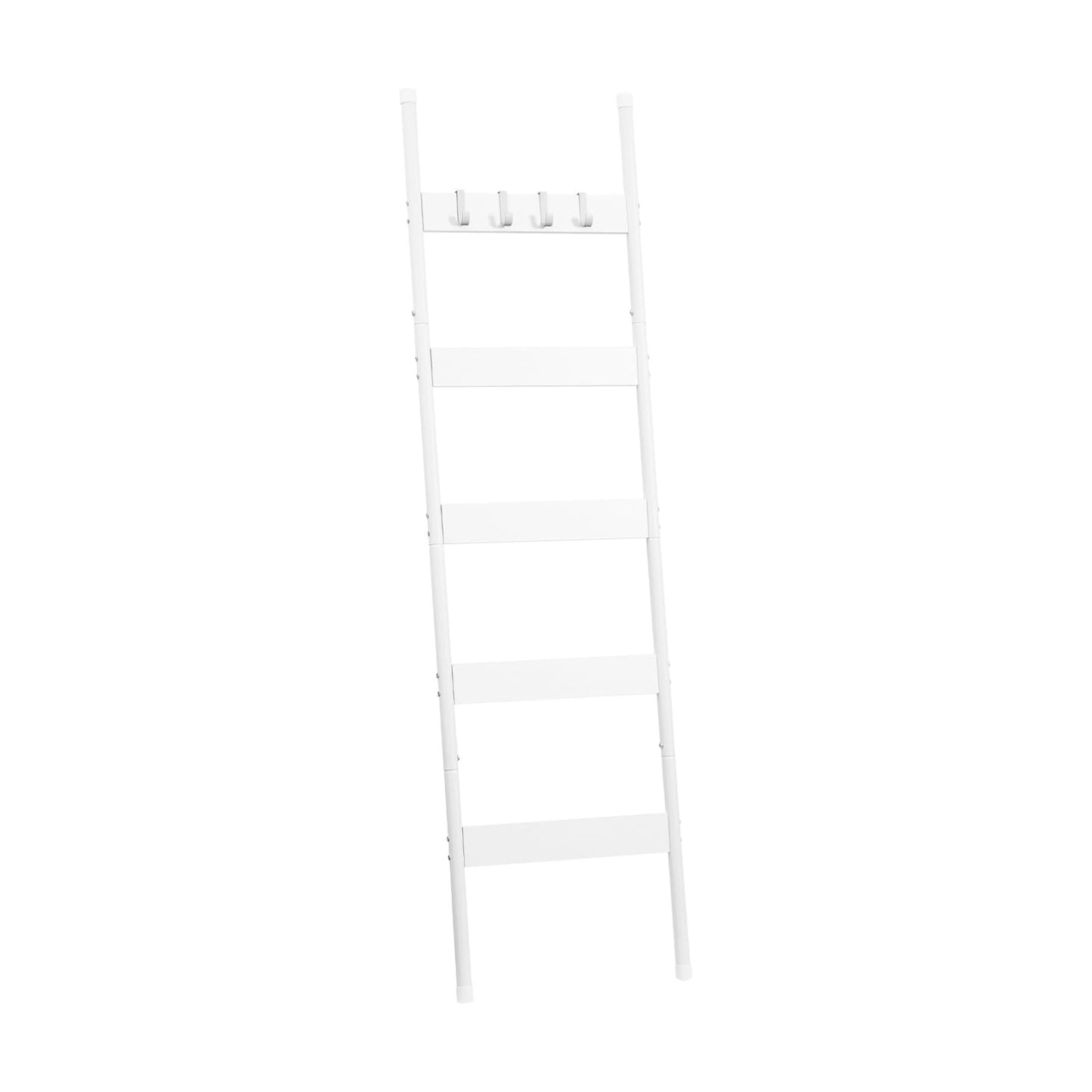 HOOBRO Blanket Ladder, 5-Tier Towel Rack with Hooks, Wall-Leaning Blanket Rack, Decorative Display Ladder Shelf, for
