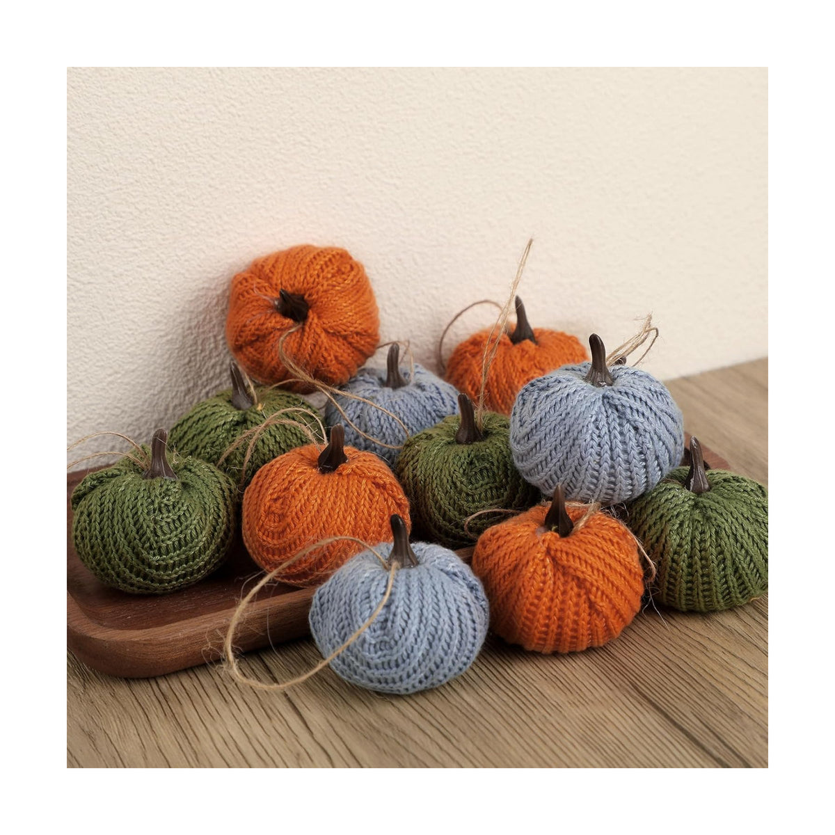 Knitgrip 12 Pcs Fall Pumpkin Hanging Ornaments Mini Tree Decor, Earth Tone