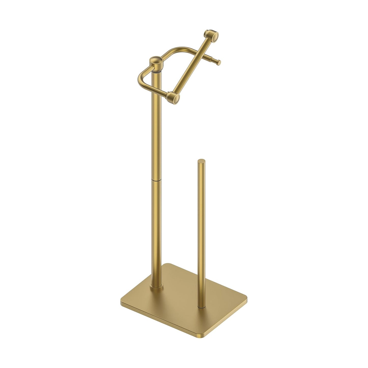 RUACQ Bathroom Toilet Paper Holder Stand with Storage, Brushed Gold | Pivoting Free Standing Toilet Roll Holder, Holds
