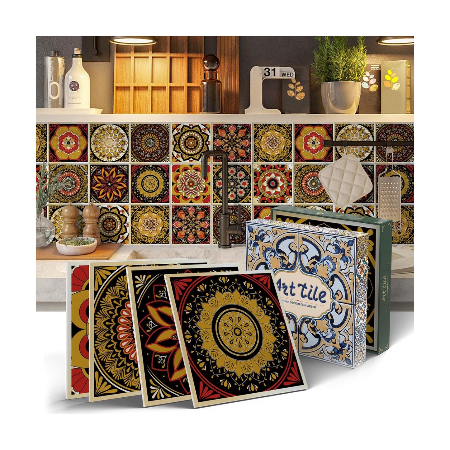 Tile Decals " Wall Stickers / Art-108 / 5.9 x 5.9 / Set of 12