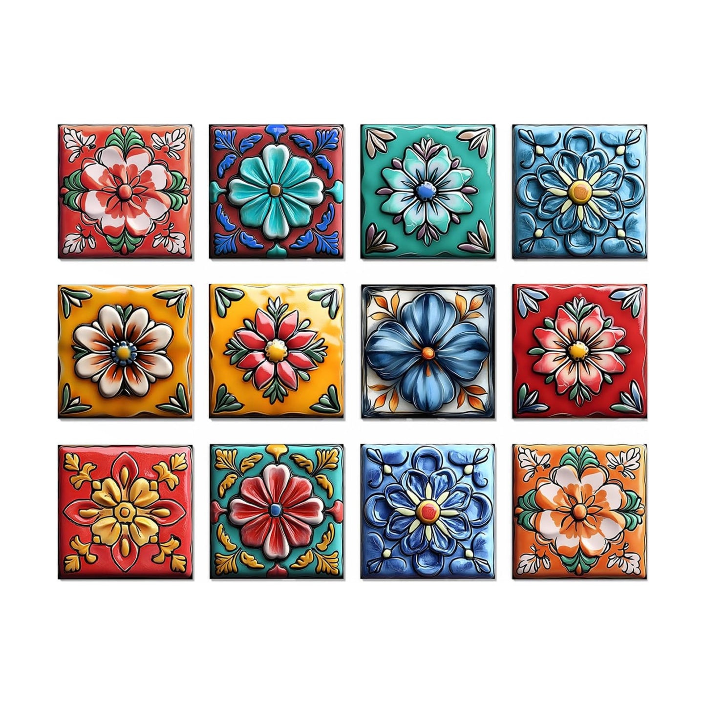 Removable Decals / Peel and Stick Backsplash Tiles / Art-04 / 5.9 x 5.9 / Set of 12