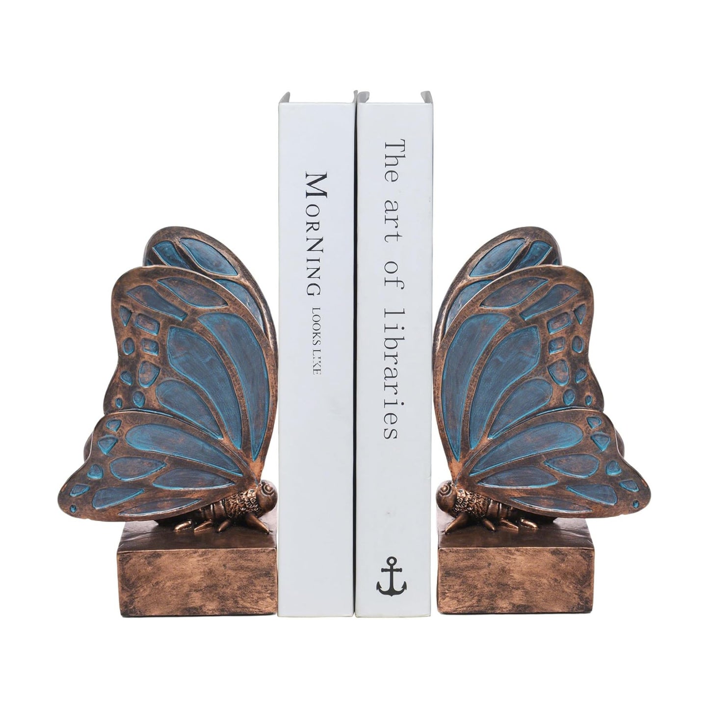 Vintage Blue Butterfly Bookends / Copper Blue