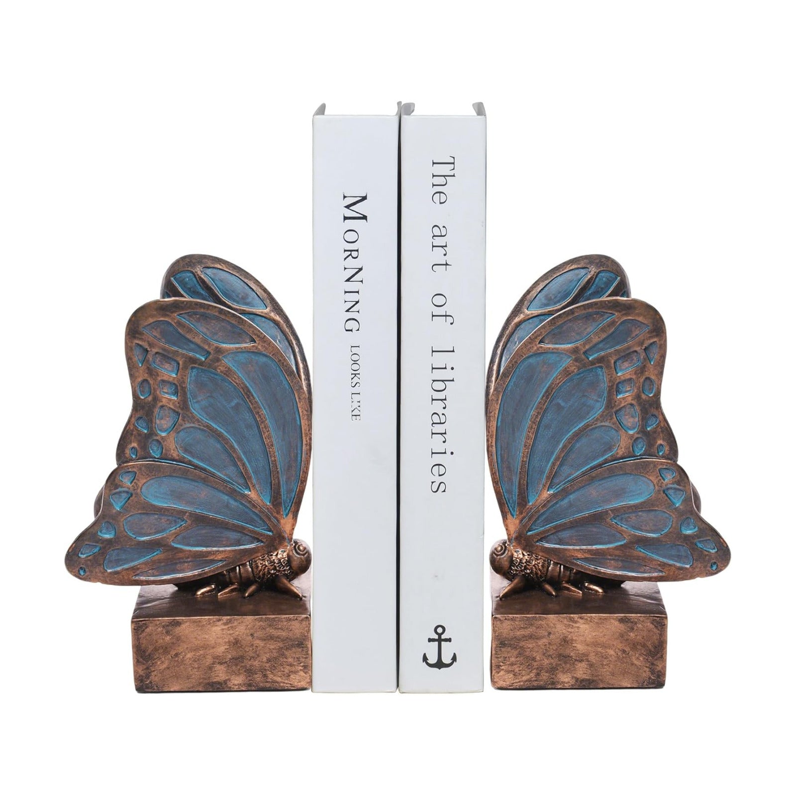 Vintage Blue Butterfly Bookends / Copper Blue