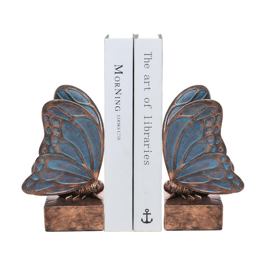 Vintage Blue Butterfly Bookends / Copper Blue