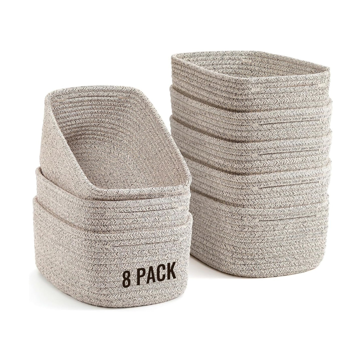 Woven Rope Bins / Brown / Set of 8