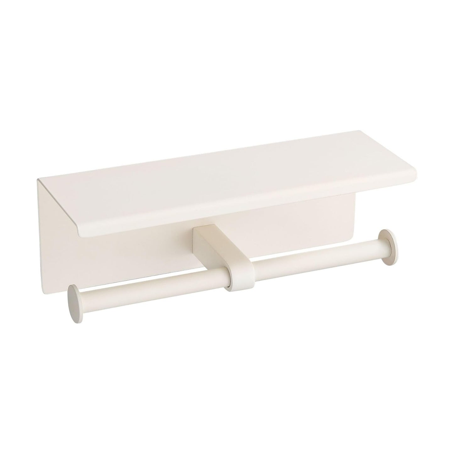 BGL Double Toilet Paper Holder with Shelf White Stainless Steel 304 Wall Mount Double Toilet Roll Holder for Bathroom