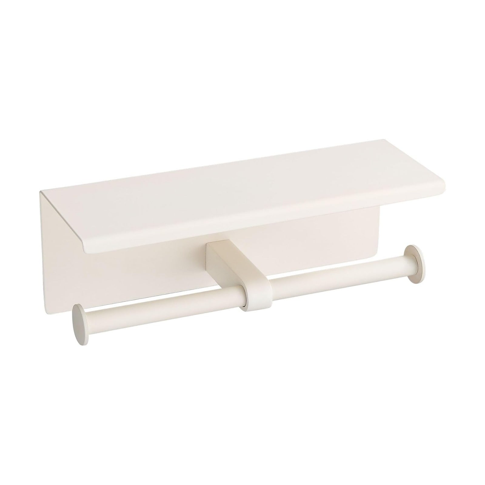 BGL Double Toilet Paper Holder with Shelf White Stainless Steel 304 Wall Mount Double Toilet Roll Holder for Bathroom