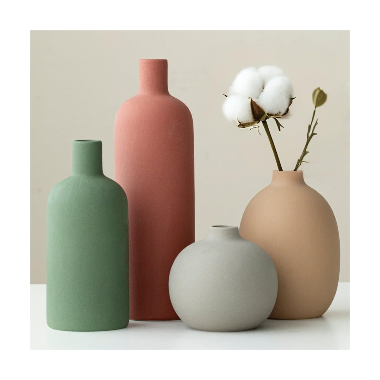 Modern Ceramic Vase Set / Green Mix Set 4