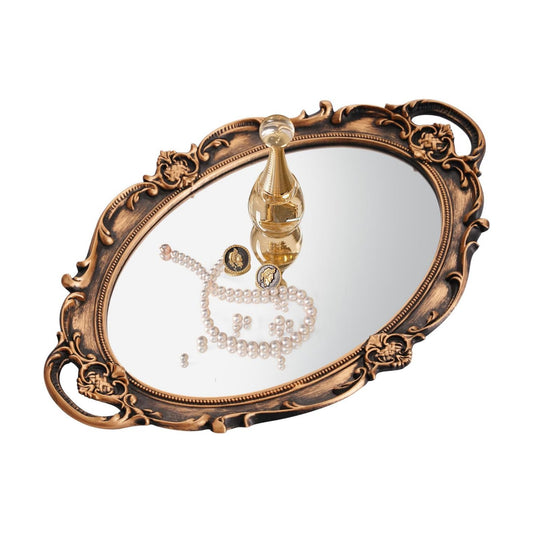 Mirror Tray Vanity Tray for Dresser Perfume Storage Decorative Mirrored Glass Tray / Vintage Gold