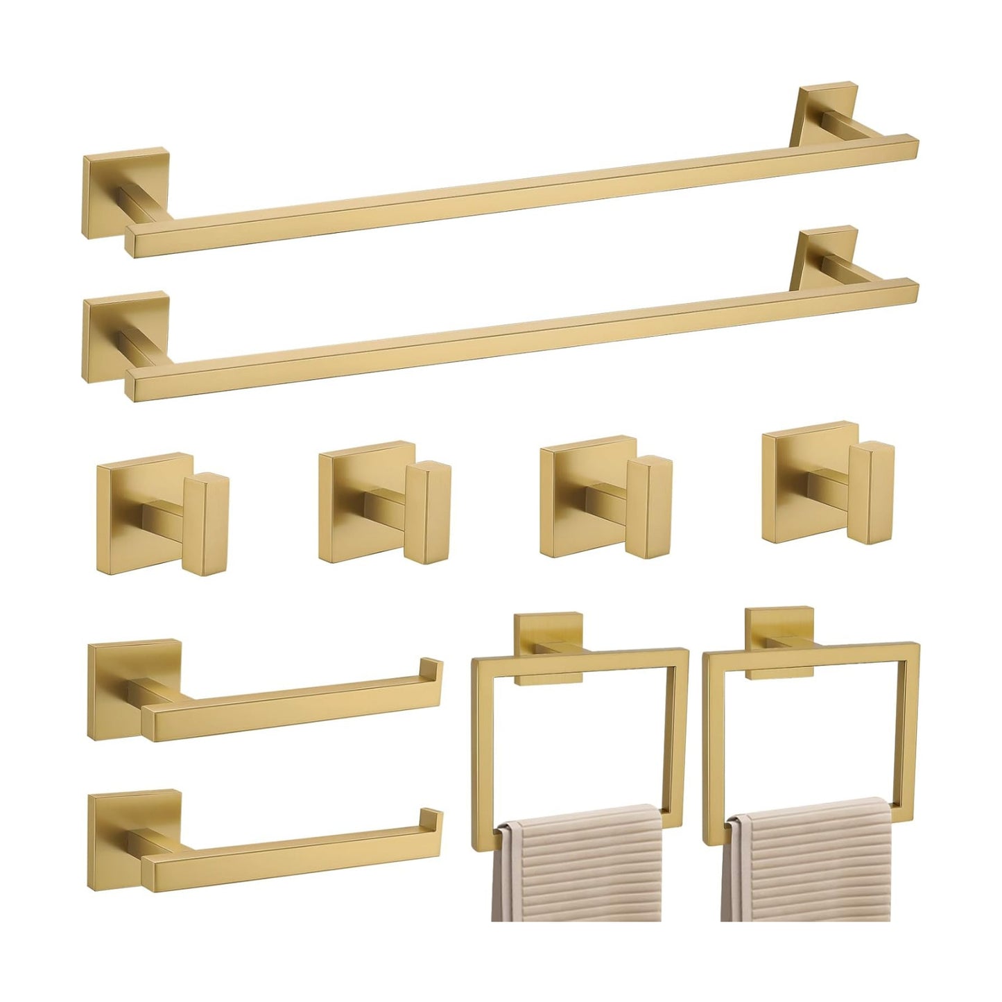 YACVCL Towel Bar Set 10-Piece Brushed Gold Bathroom Hardware Set, Gold Bathroom Accessories Set,23.6 Inch Towel