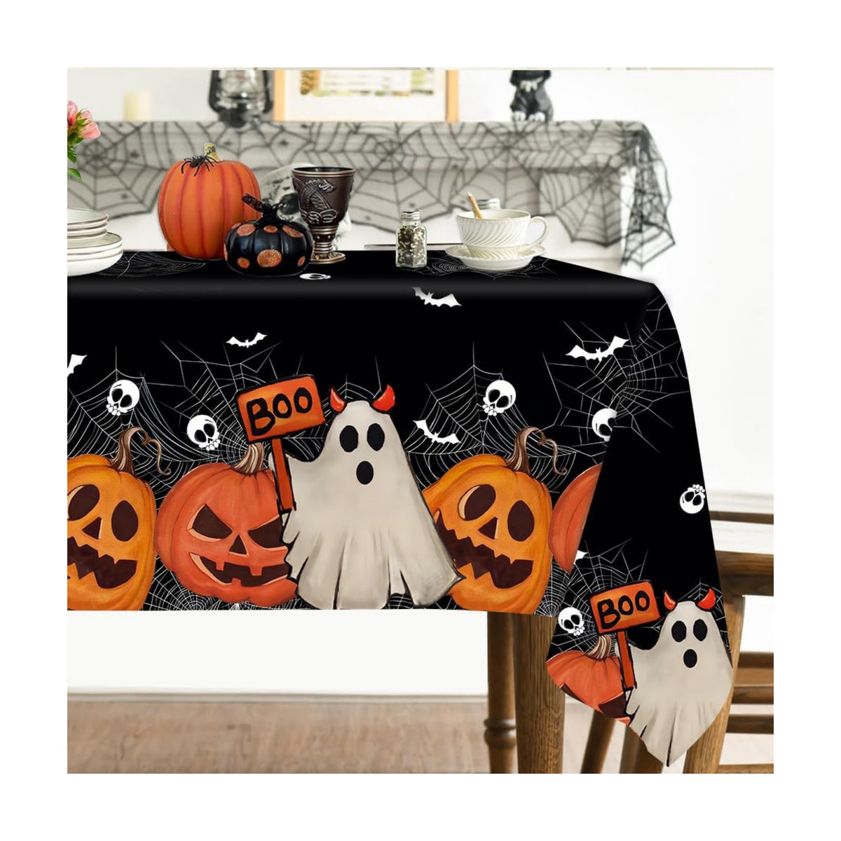 Quimoy Halloween Tablecloth 60×84 Inch Rectangular