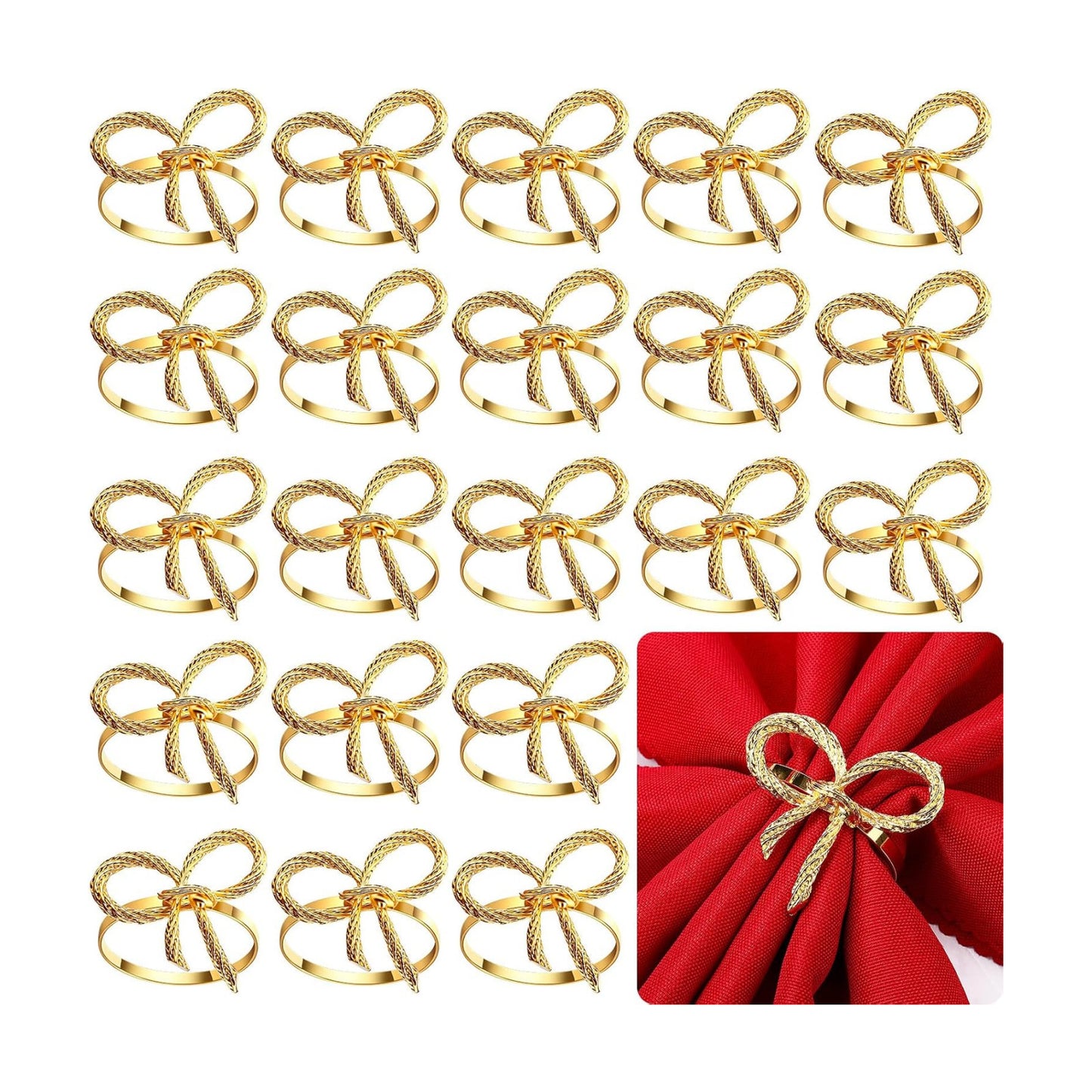 50 Pcs Gold Napkin Rings Metal Napkin Holders Rings Bulk for Dining Anniversary Wedding Dinner Birthday Holiday Party