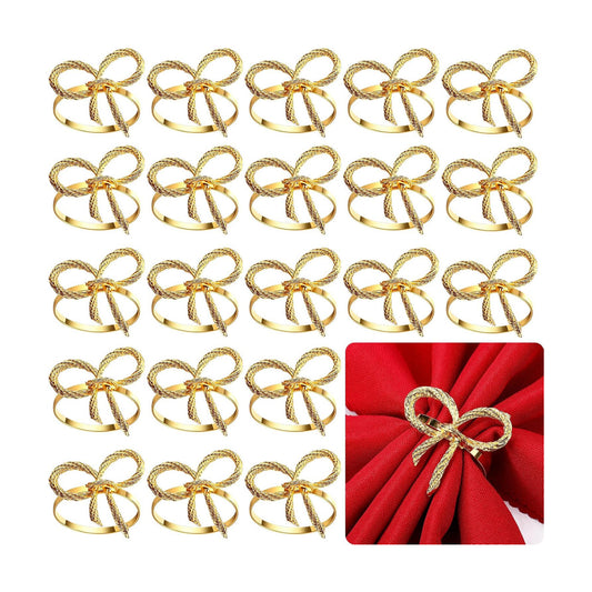 50 Pcs Gold Napkin Rings Metal Napkin Holders Rings Bulk for Dining Anniversary Wedding Dinner Birthday Holiday Party