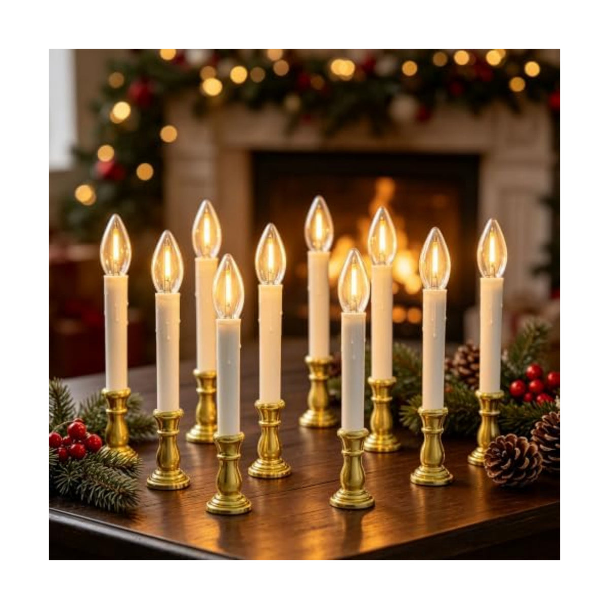 10 Pack Flameless Window Taper Candles, Battery Operated 6H/18H Auto Timer