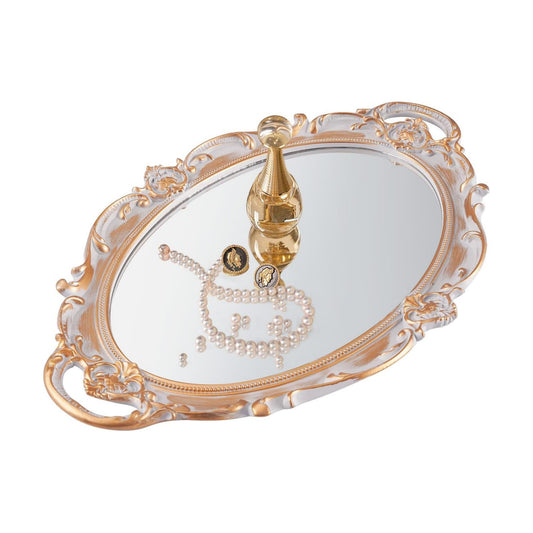 Vintage Gold Mirror Tray Vanity Tray for Dresser Perfume Storage Decorative Mirrored / Golden Gray