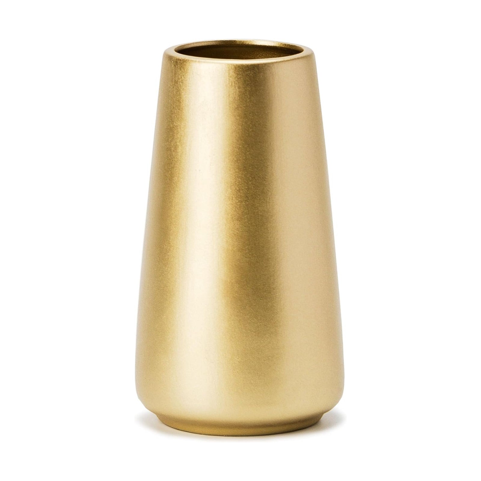 6" Gold Ceramic Flower vase / Light Gold / Small