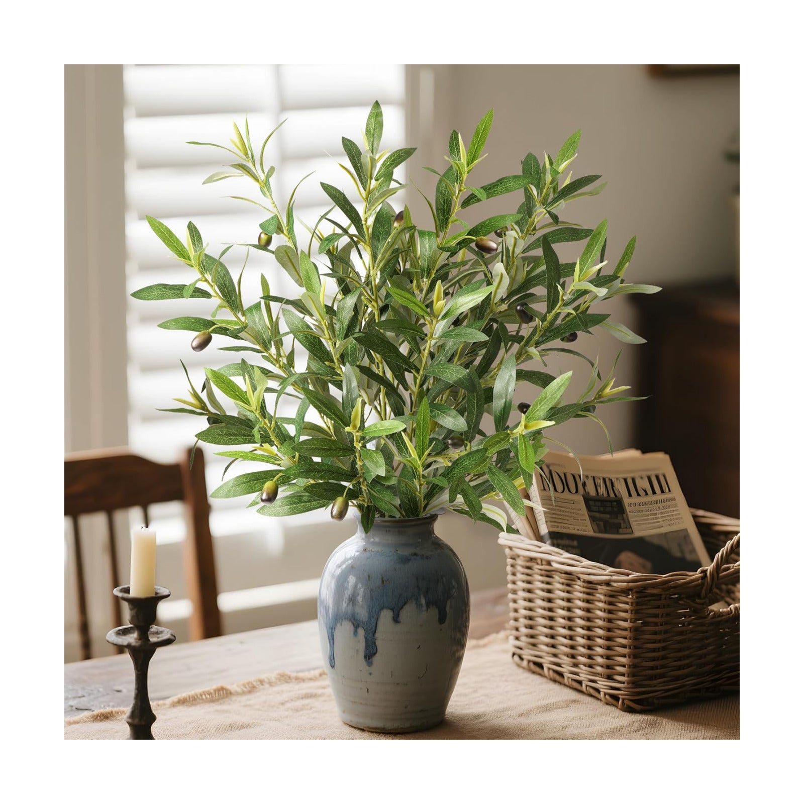Fake Plants Olive Branch Artificial Plant Outdoor Decorations / Set of 6
