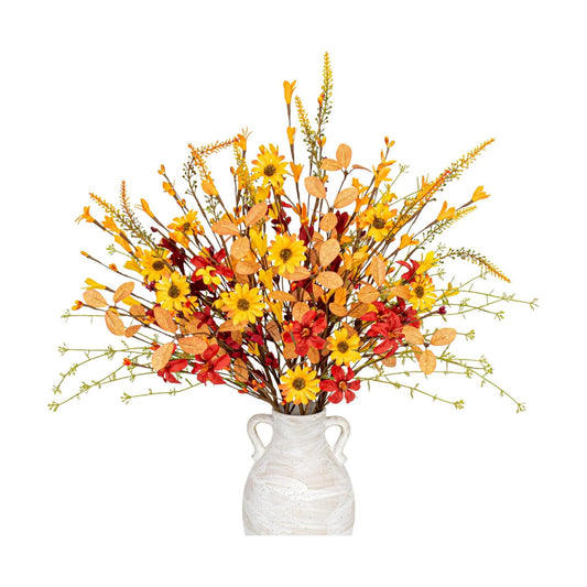 J'FLORU Artificial Fall Flowers 12 Pack Fall Floral Picks 17 Inch Autumn Flower Stems for Thanksgiving Harvest Vases Centerpieces Flower Arrangements