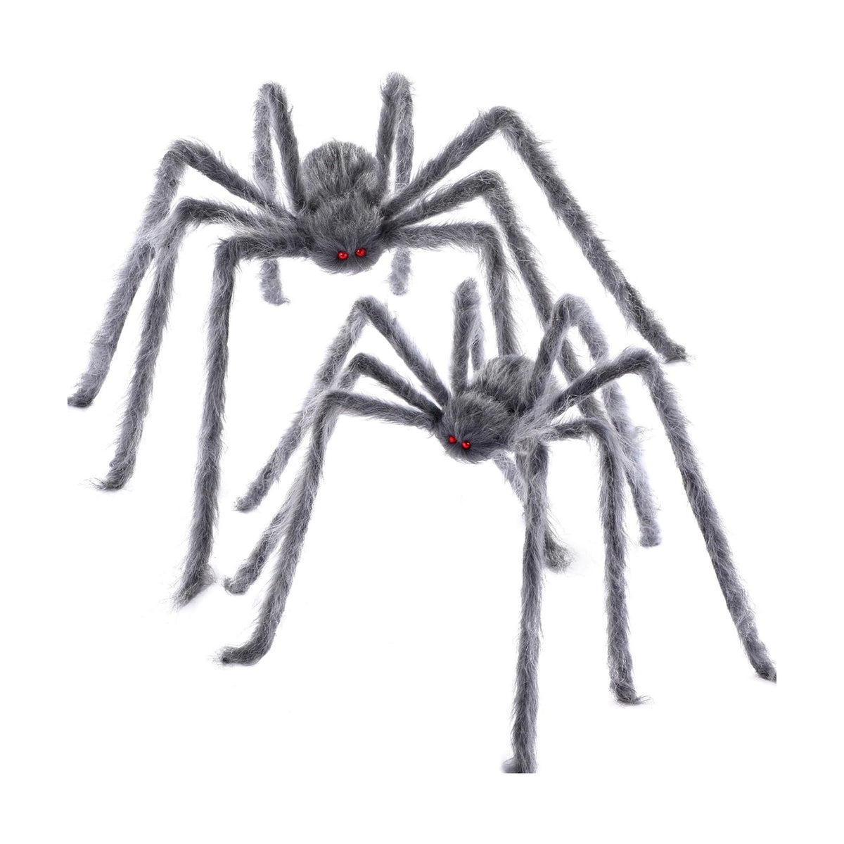 JOYIN 2 Pack 5 Ft Halloween Outdoor Decorations Hairy Gray Spider, Scary Fake Giant Large Spider Haunted House Props, Halloween Lawn Porch Yard Garden Tree Decorations Party Indoor Decor