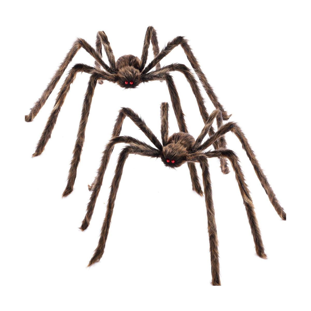 JOYIN 2 Pack 5 Ft Halloween Outdoor Decorations Hairy Brown Spider, Scary Fake Giant Large Spider Haunted House Props, Halloween Lawn Porch Yard Garden Tree Decorations Party Indoor Decor