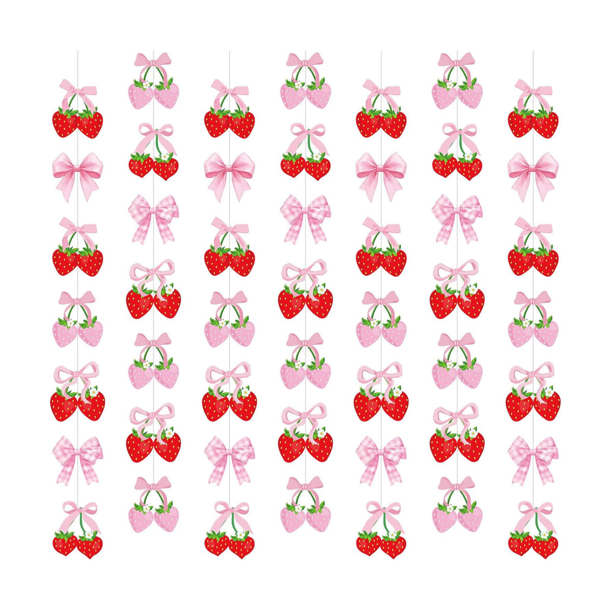 Xinnun Pink Bow Strawberry Garland Berry First Birthday Decorations