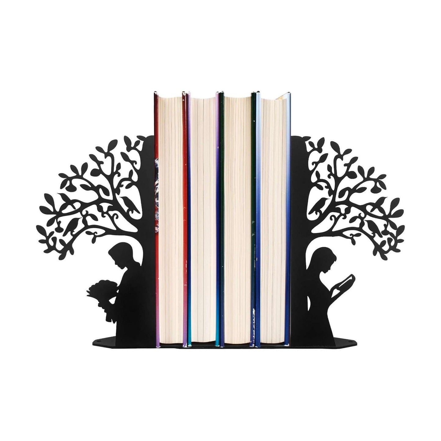 Black Metal Bookends for Heavy Books / Black Tree