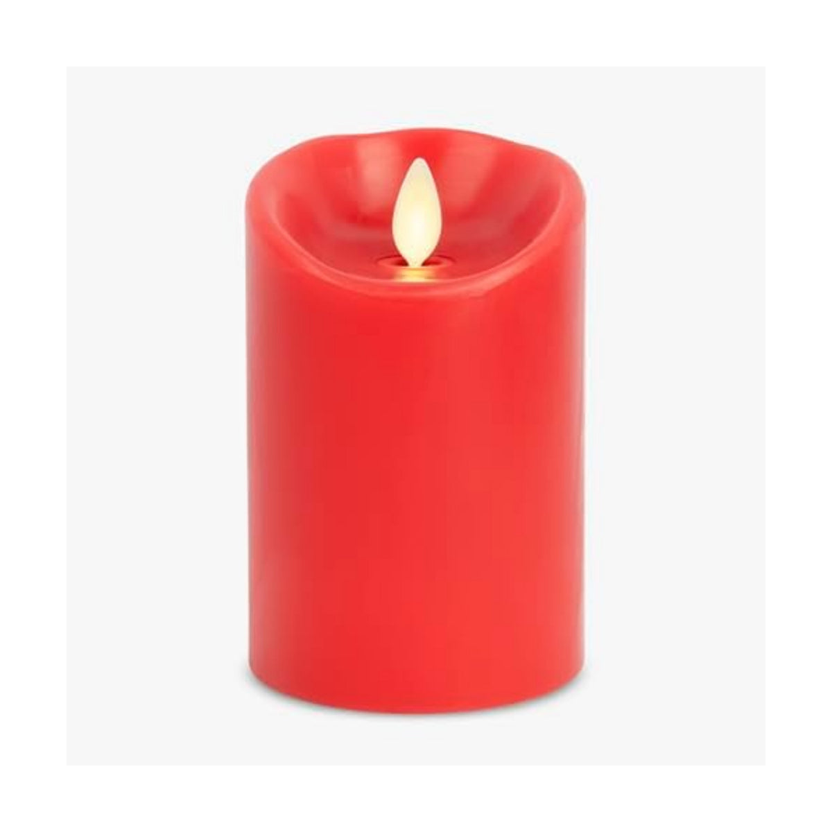 Luminara Flameless LED Battery Operated Flickering Pillar Moving Flame Candles (True Red, 3" x 4.5")