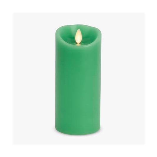 Luminara Flameless LED Battery Operated Flickering Pillar Moving Flame Candles (Vibrant Green, 3" x 6.5")