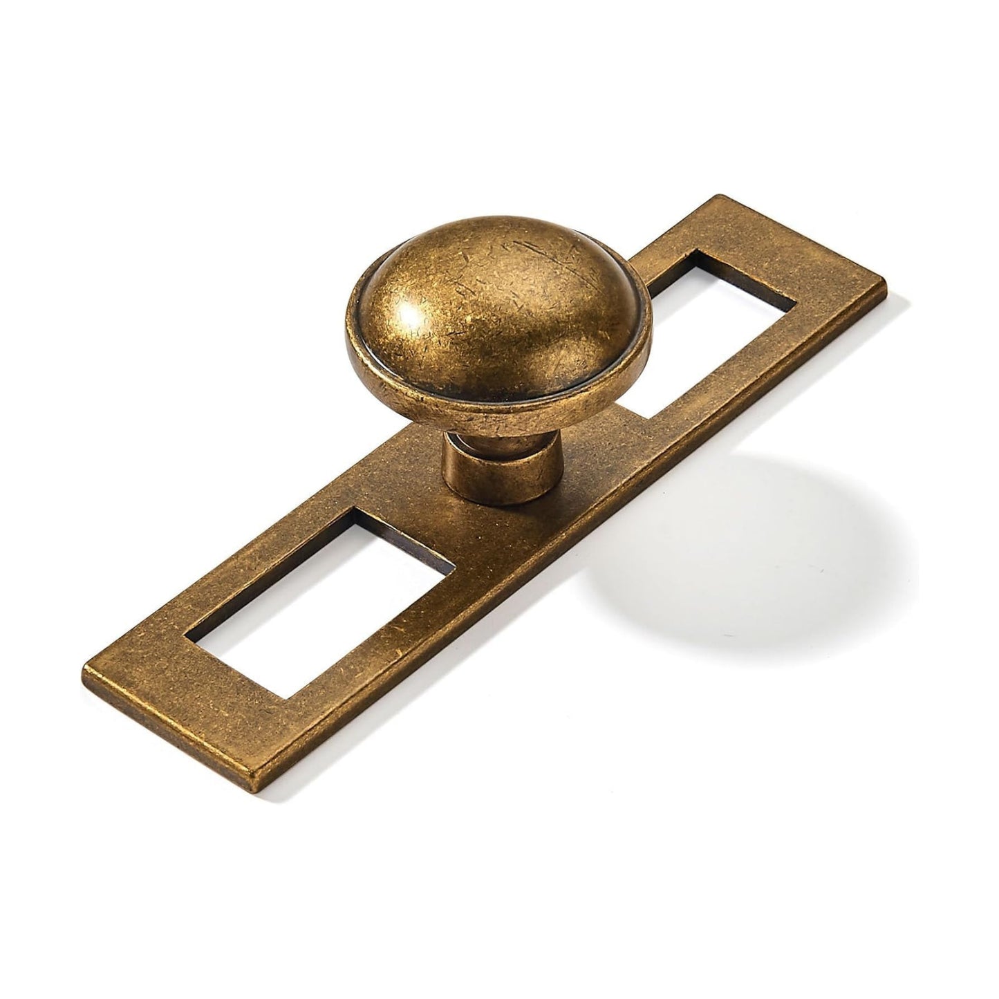 10 Pack 1-1/4 Inch Cabinet Knobs Backplate with 4 Inch Base Plate Zinc Solid Antique Brass Kitchen Cabinet Handles