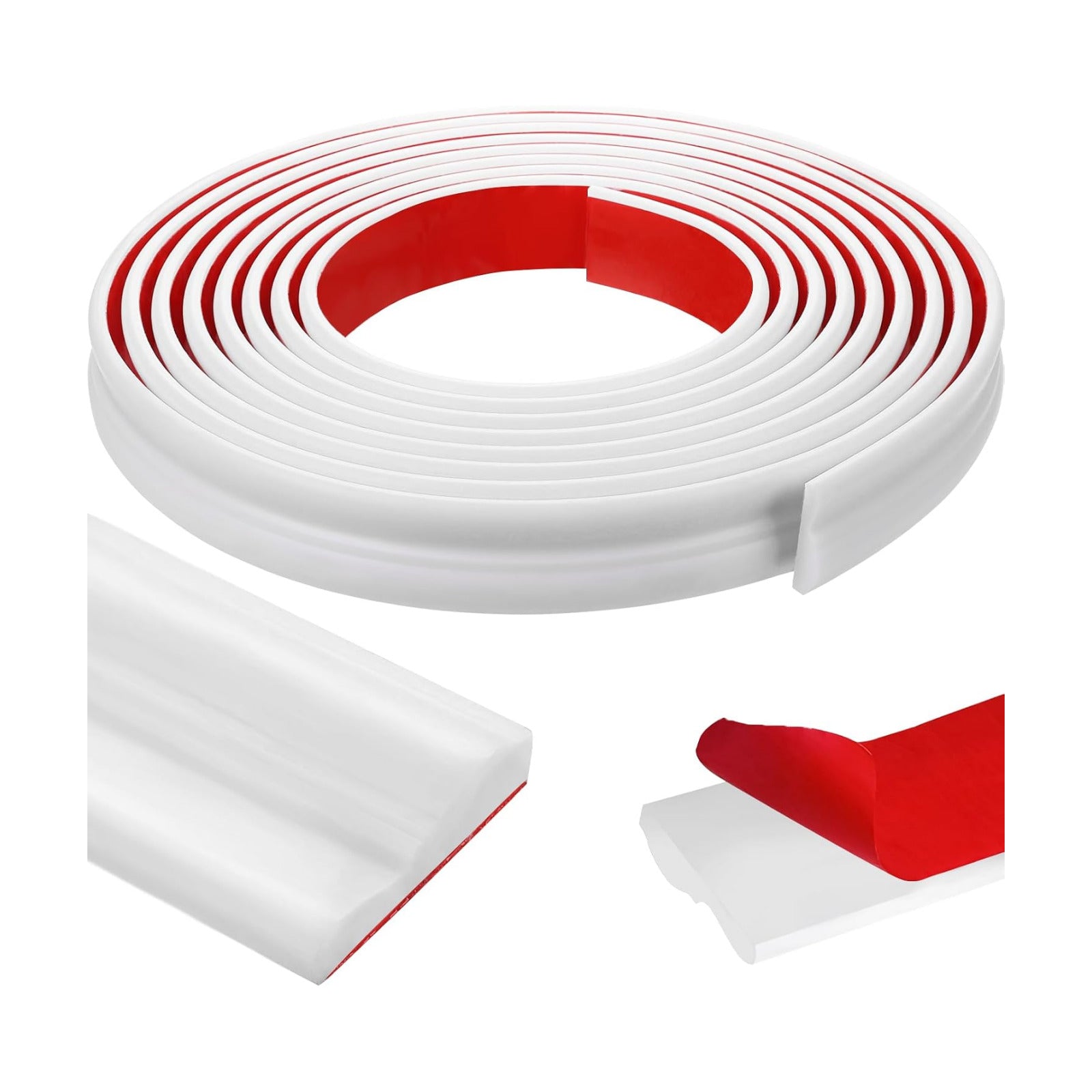 X 1.6'' Molding Trim Peel and Stick Chair Rail Moulding / White / 1.6inch / 20 ft