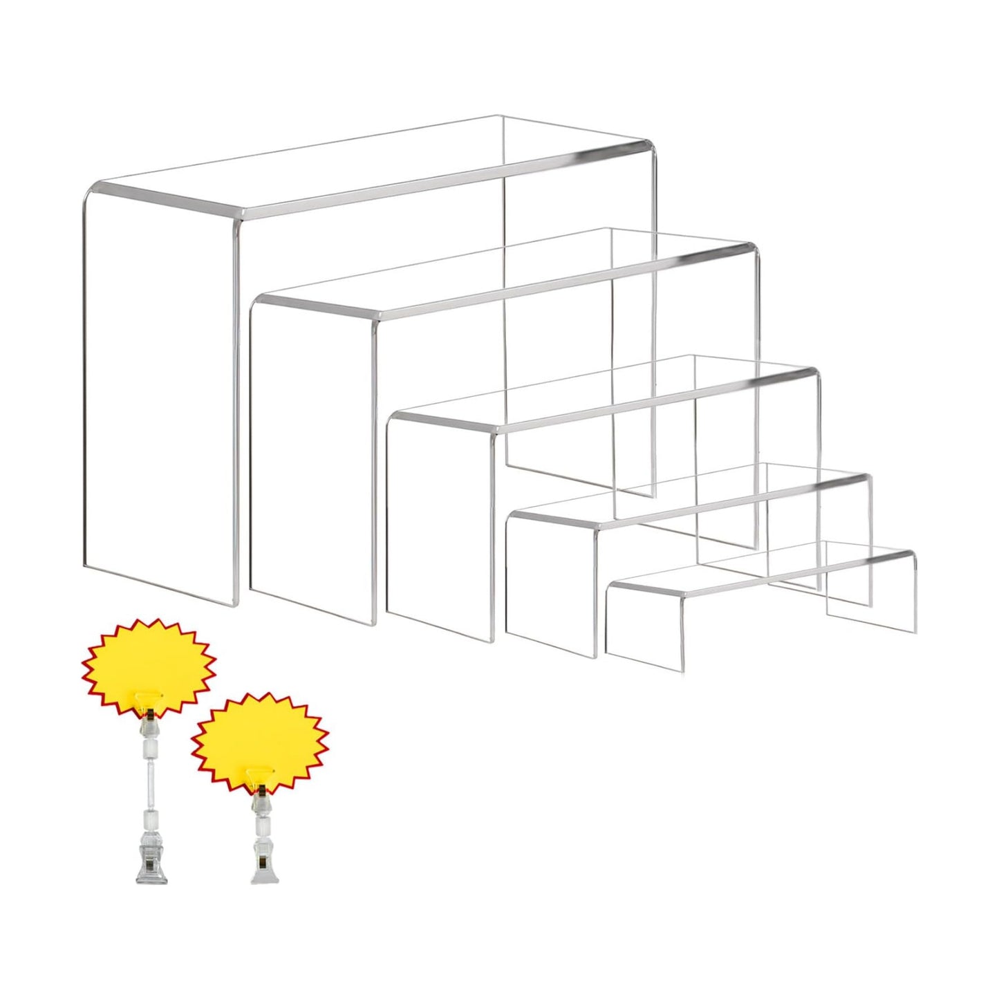 Multi-Size U-Shaped Stands for Retail / Clear / 7 Inch / Set of 5
